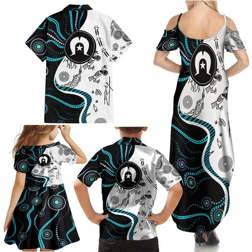 Aboriginal Pattern Torest  Strait Island Family Matching Summer Maxi Dress and Hawaiian Shirt
