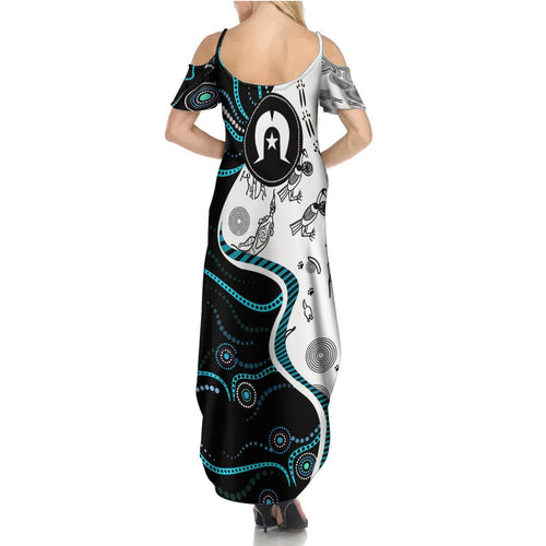 Aboriginal Pattern Torest  Strait Island Family Matching Summer Maxi Dress and Hawaiian Shirt