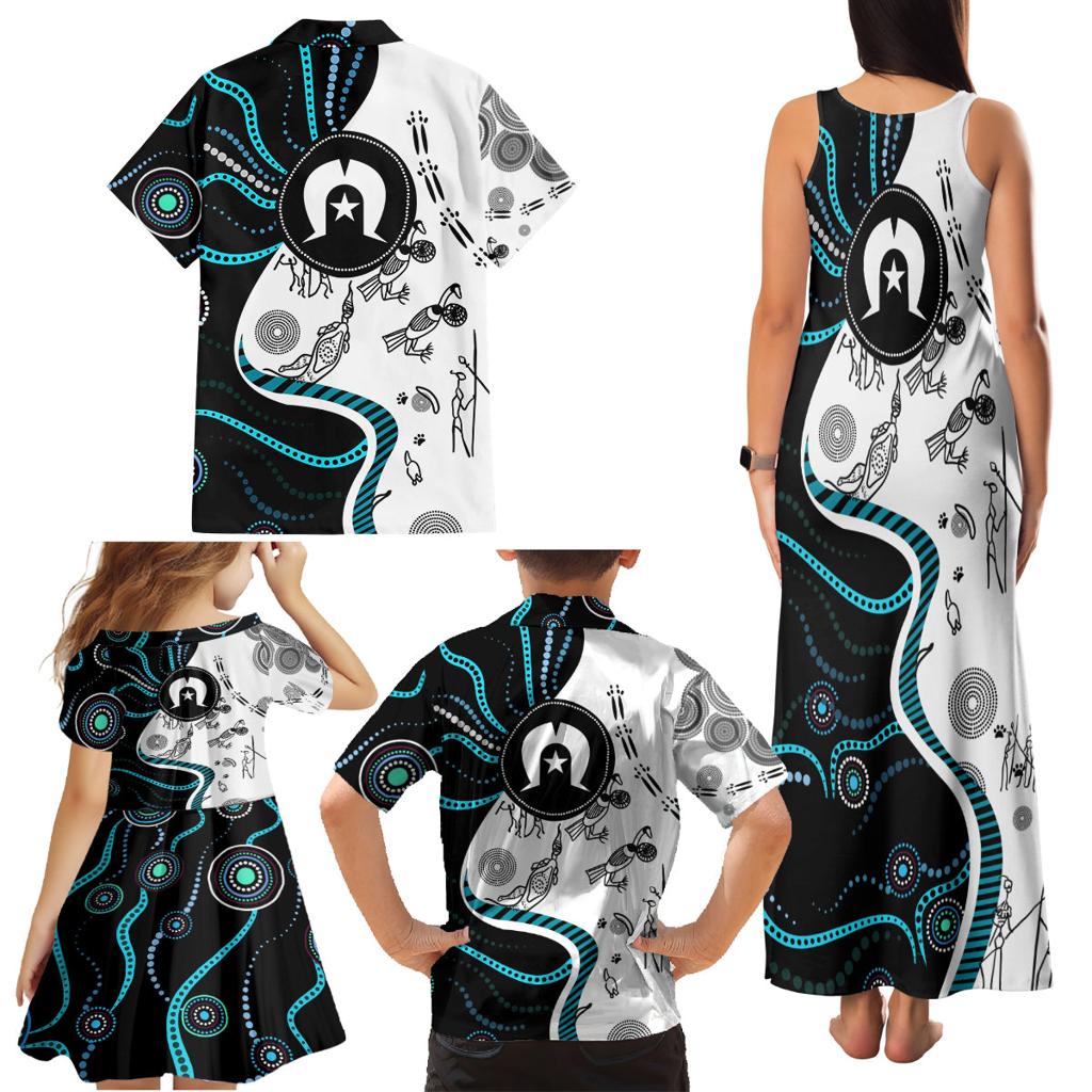 Aboriginal Pattern Torest  Strait Island Family Matching Tank Maxi Dress and Hawaiian Shirt