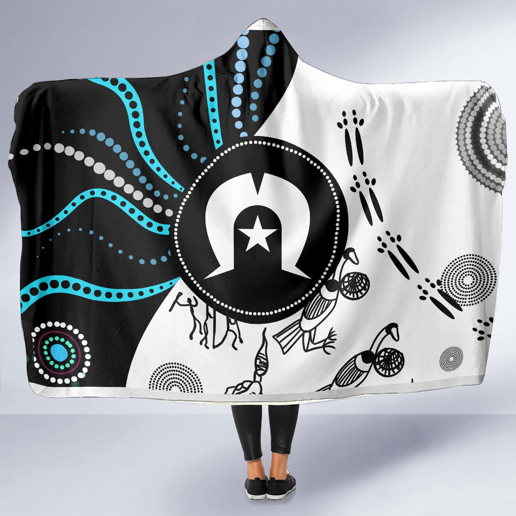 Aboriginal Pattern Torest  Strait Island Hooded Blanket