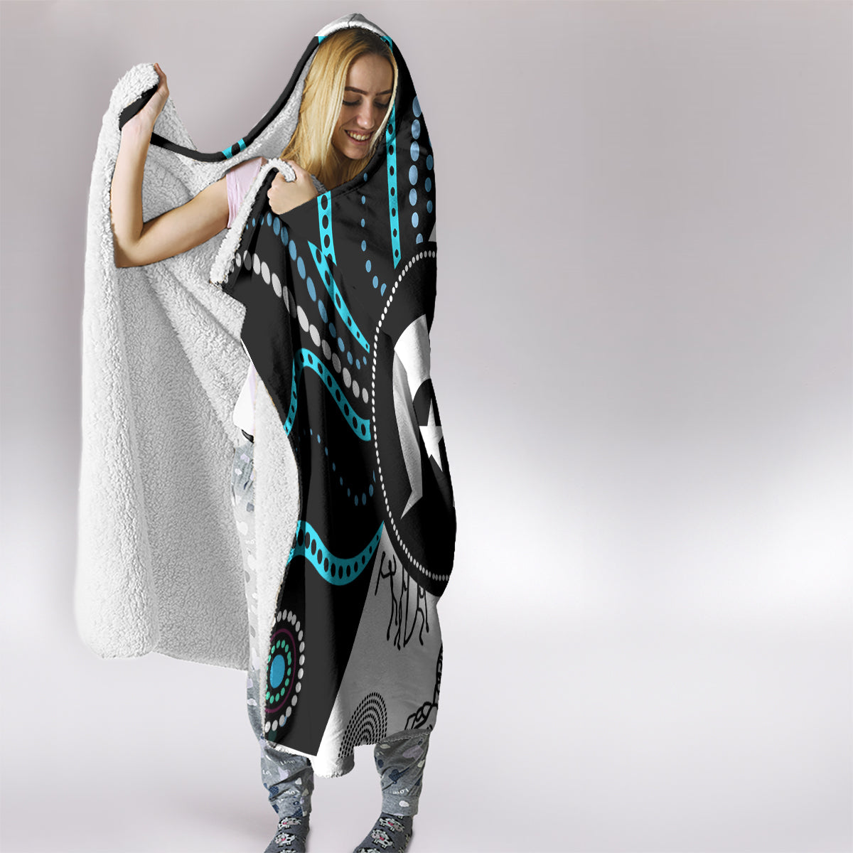 Aboriginal Pattern Torest  Strait Island Hooded Blanket