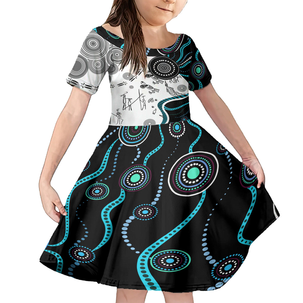 Aboriginal Pattern Torest  Strait Island Kid Short Sleeve Dress