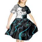 Aboriginal Pattern Torest  Strait Island Kid Short Sleeve Dress