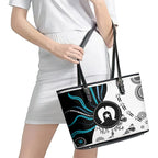Aboriginal Pattern Torest  Strait Island Leather Tote Bag