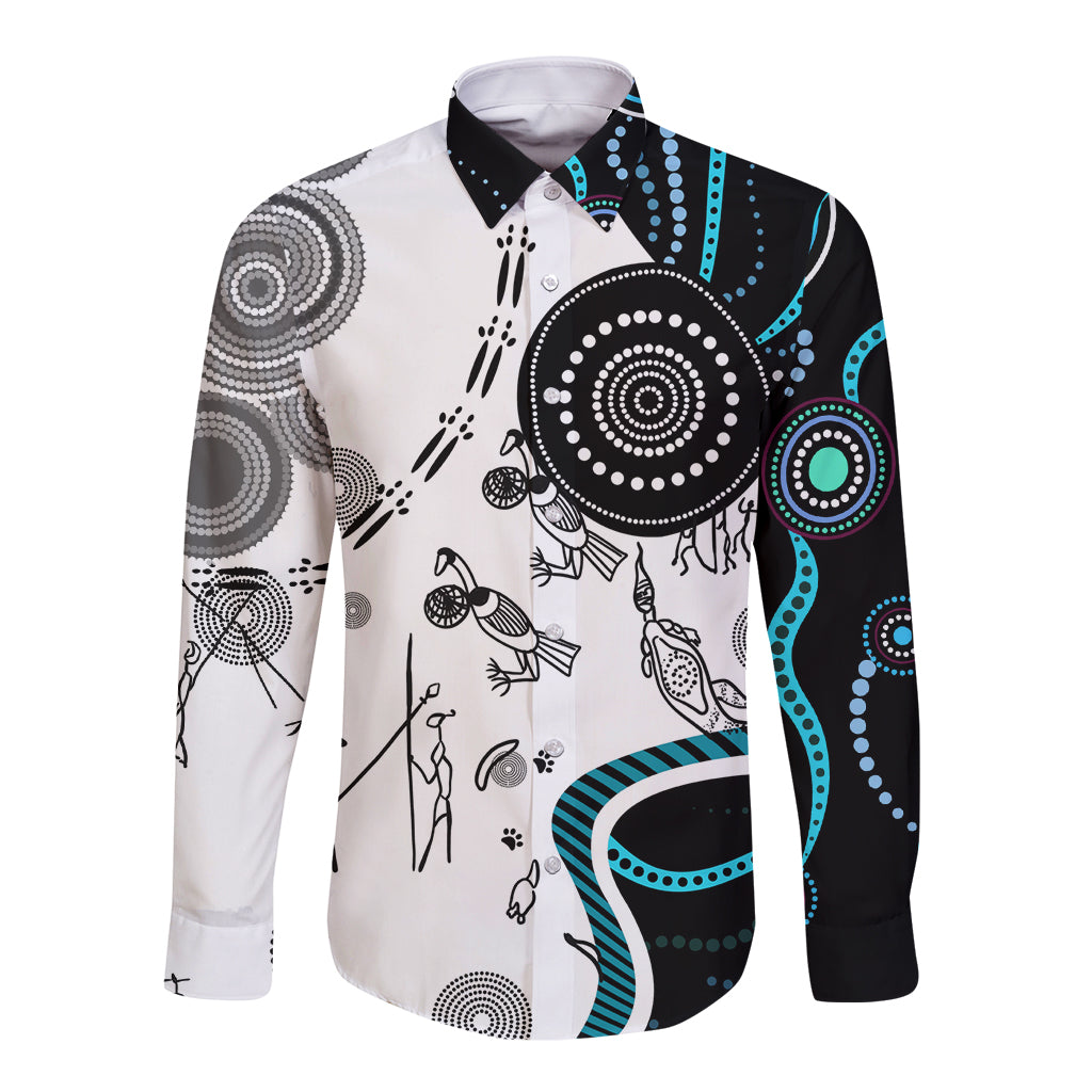 Aboriginal Pattern Torest  Strait Island Long Sleeve Button Shirt