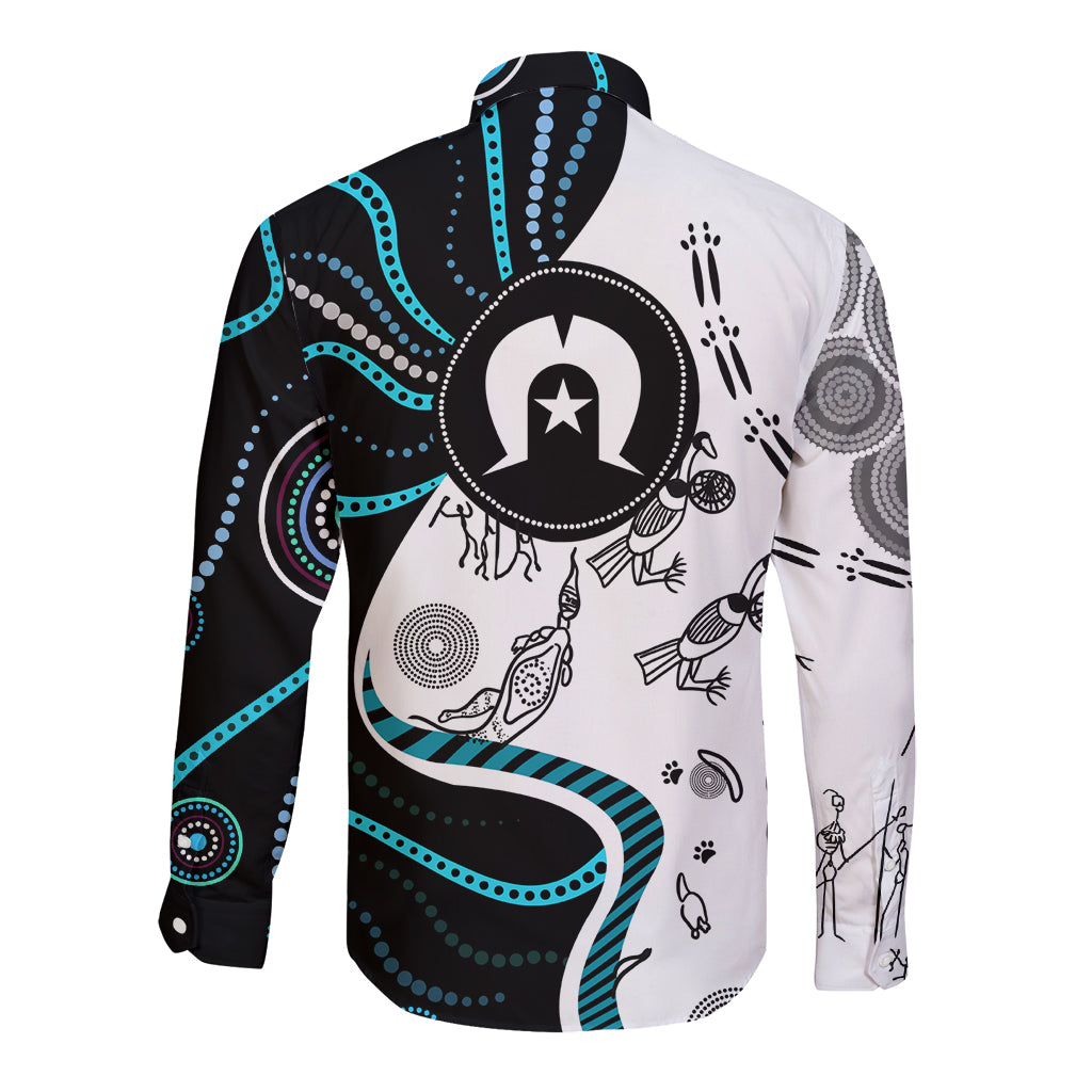 Aboriginal Pattern Torest  Strait Island Long Sleeve Button Shirt