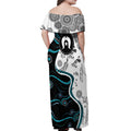 Aboriginal Pattern Torest  Strait Island Off Shoulder Maxi Dress