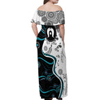 Aboriginal Pattern Torest  Strait Island Off Shoulder Maxi Dress