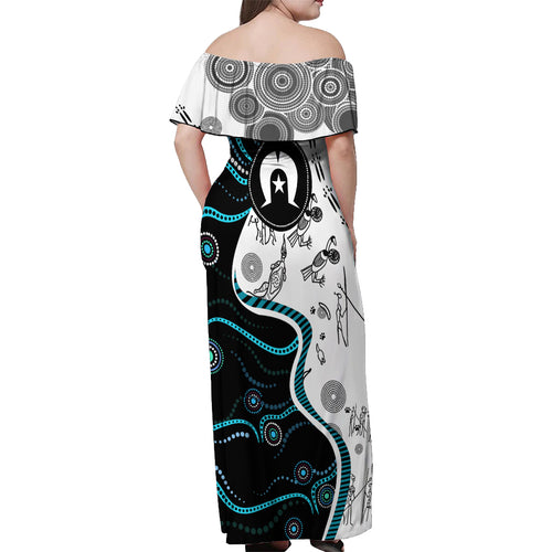 Aboriginal Pattern Torest  Strait Island Off Shoulder Maxi Dress