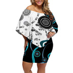 Aboriginal Pattern Torest  Strait Island Off Shoulder Short Dress