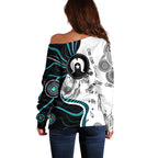 Aboriginal Pattern Torest  Strait Island Off Shoulder Sweater