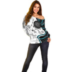 Aboriginal Pattern Torest  Strait Island Off Shoulder Sweater
