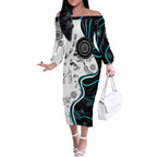 Aboriginal Pattern Torest  Strait Island Off The Shoulder Long Sleeve Dress