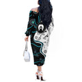 Aboriginal Pattern Torest  Strait Island Off The Shoulder Long Sleeve Dress