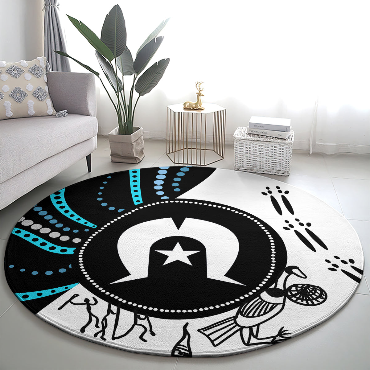 Aboriginal Pattern Torest  Strait Island Round Carpet
