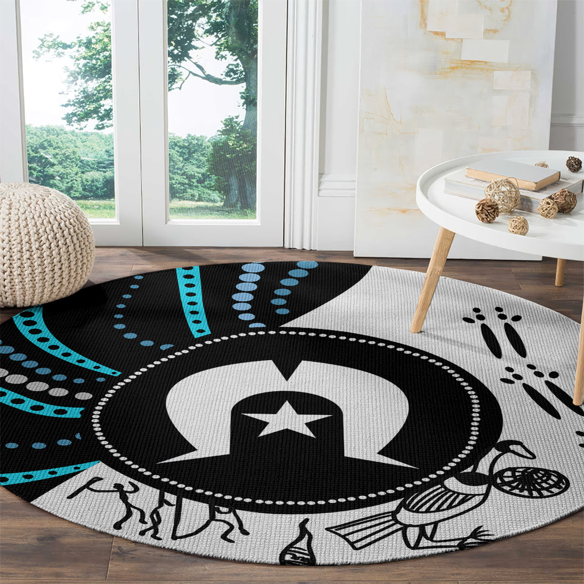 Aboriginal Pattern Torest  Strait Island Round Carpet
