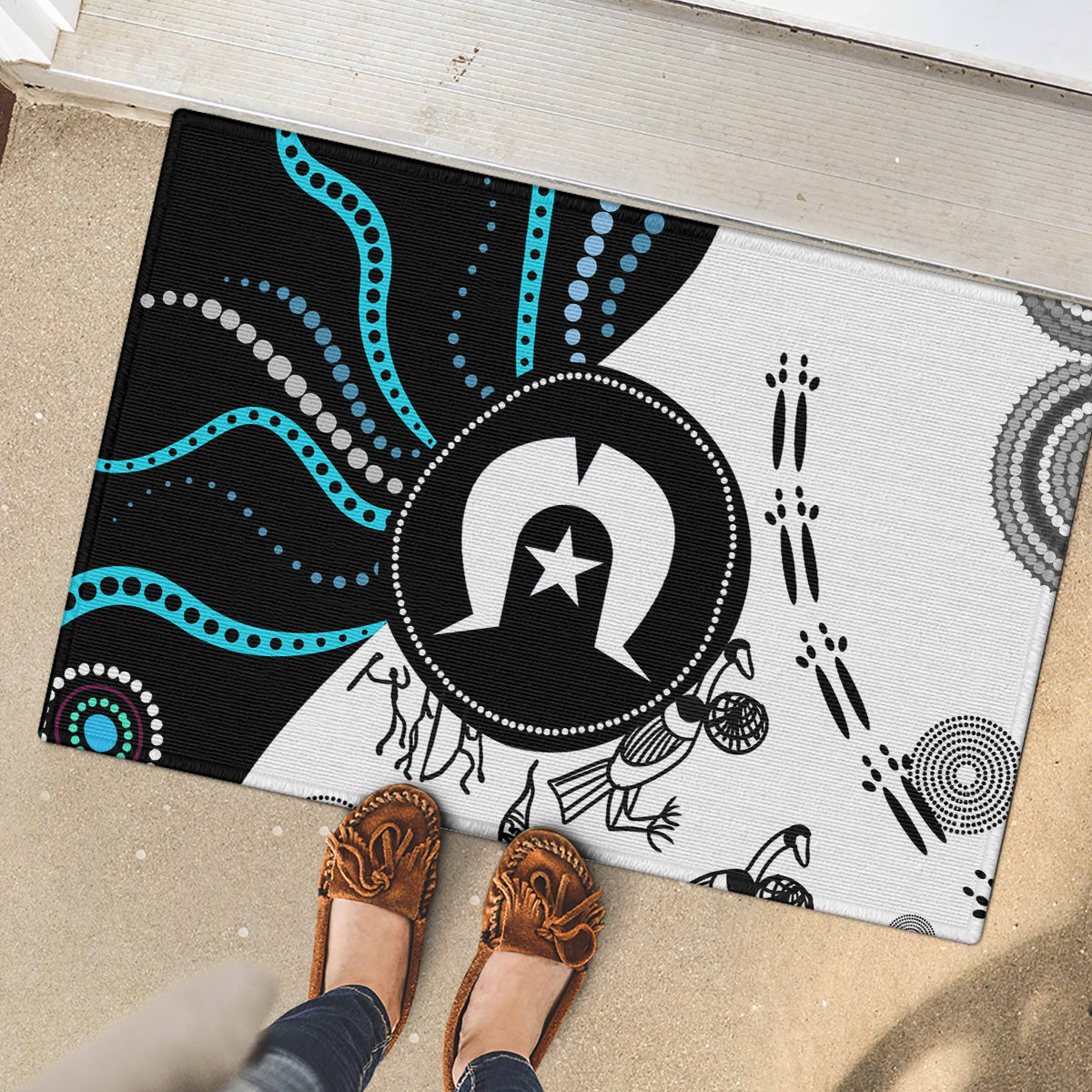Aboriginal Pattern Torest  Strait Island Rubber Doormat
