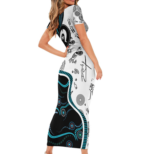 Aboriginal Pattern Torest  Strait Island Short Sleeve Bodycon Dress