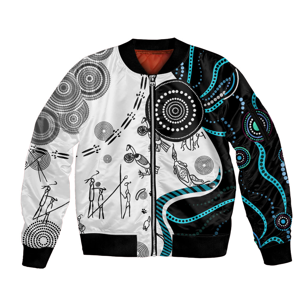 Aboriginal Pattern Torest  Strait Island Sleeve Zip Bomber Jacket