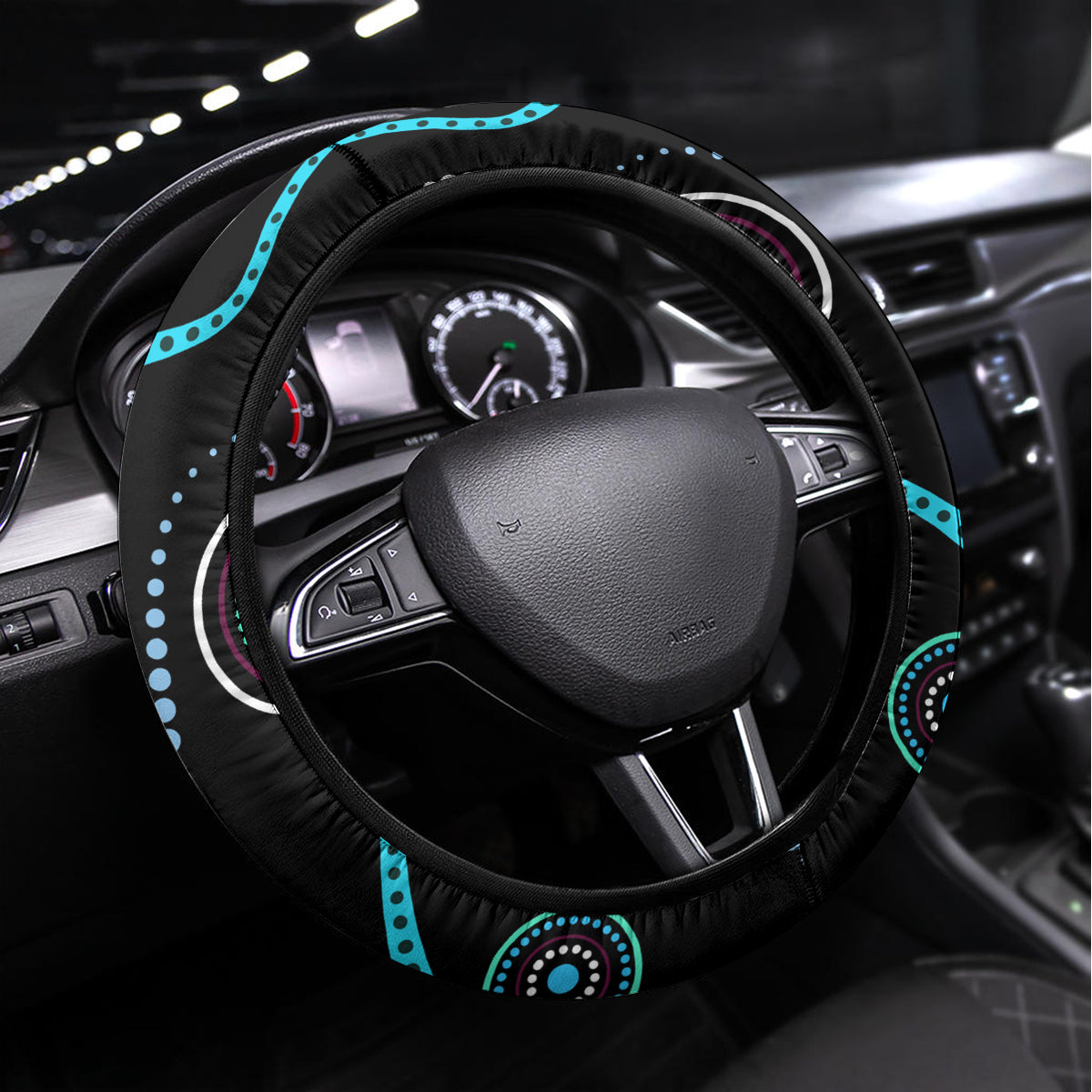 Aboriginal Pattern Torest Strait Island Steering Wheel Cover