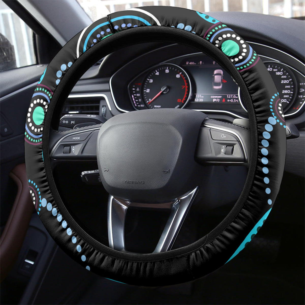 Aboriginal Pattern Torest Strait Island Steering Wheel Cover