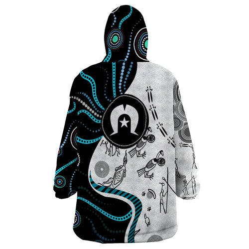 Aboriginal Pattern Torest  Strait Island Wearable Blanket Hoodie