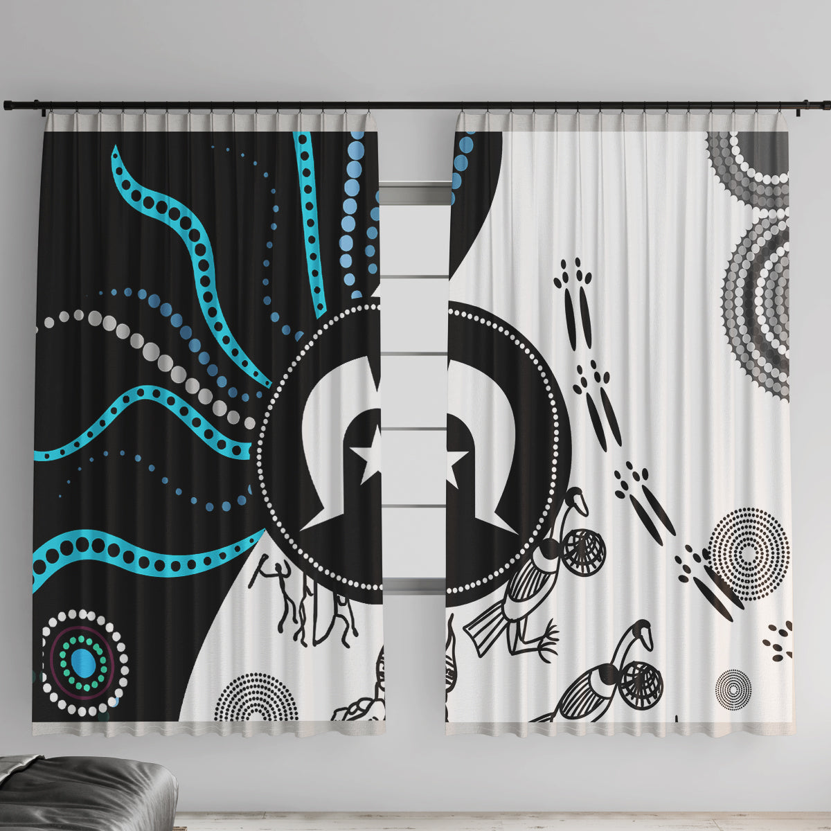 Aboriginal Pattern Torest  Strait Island Window Curtain