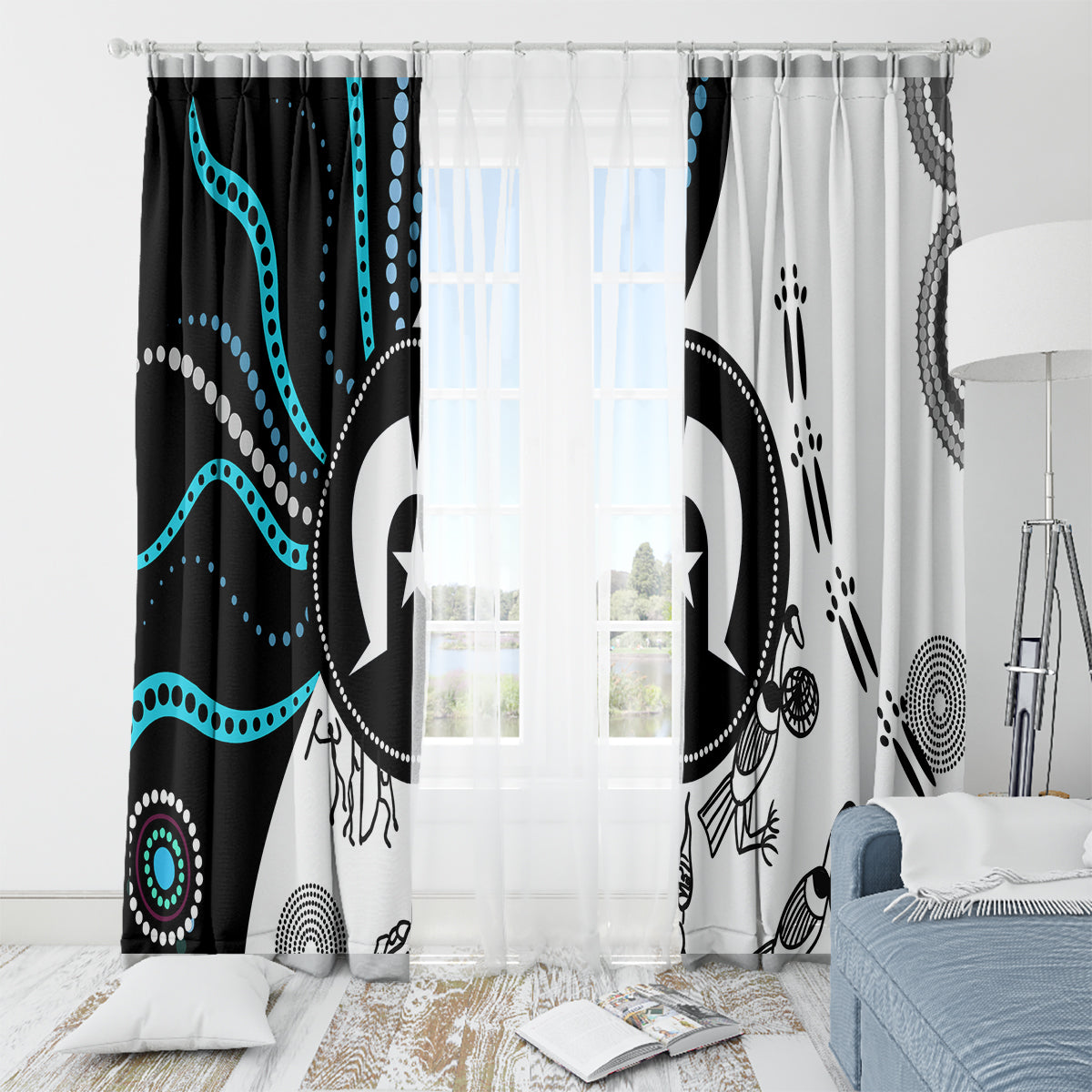 Aboriginal Pattern Torest  Strait Island Window Curtain