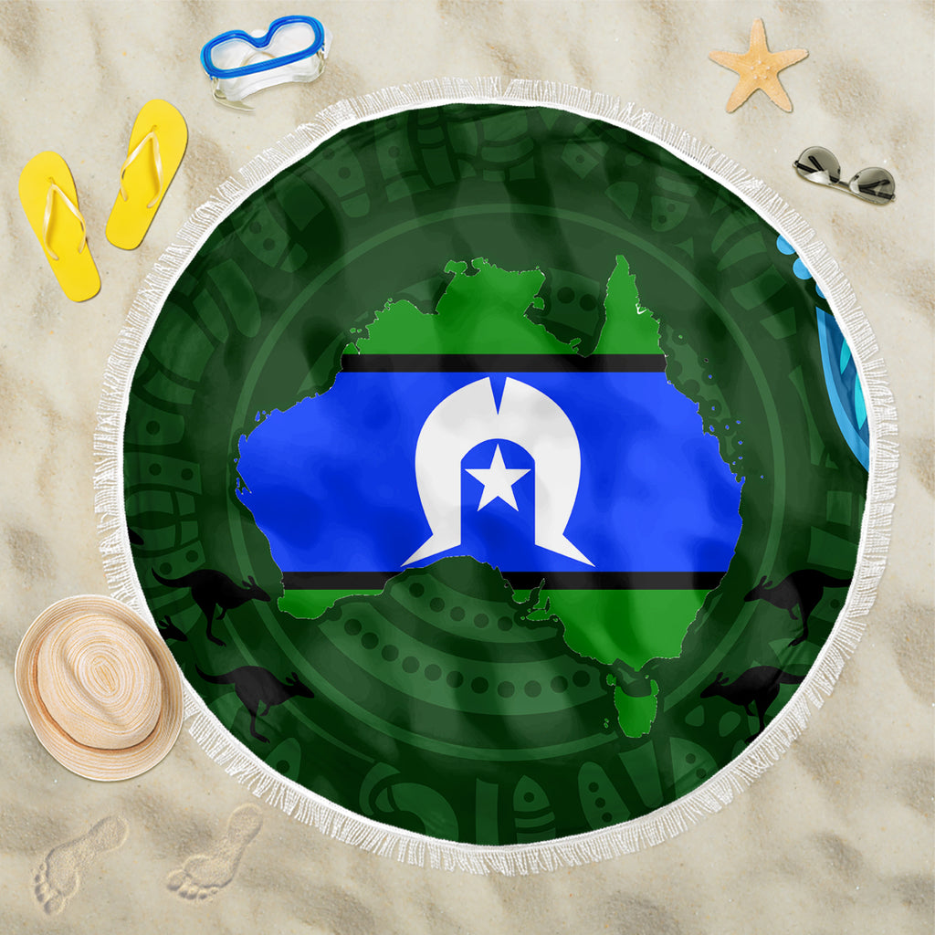 Torest Trait Islands Mix Aboriginal Pattern Beach Blanket