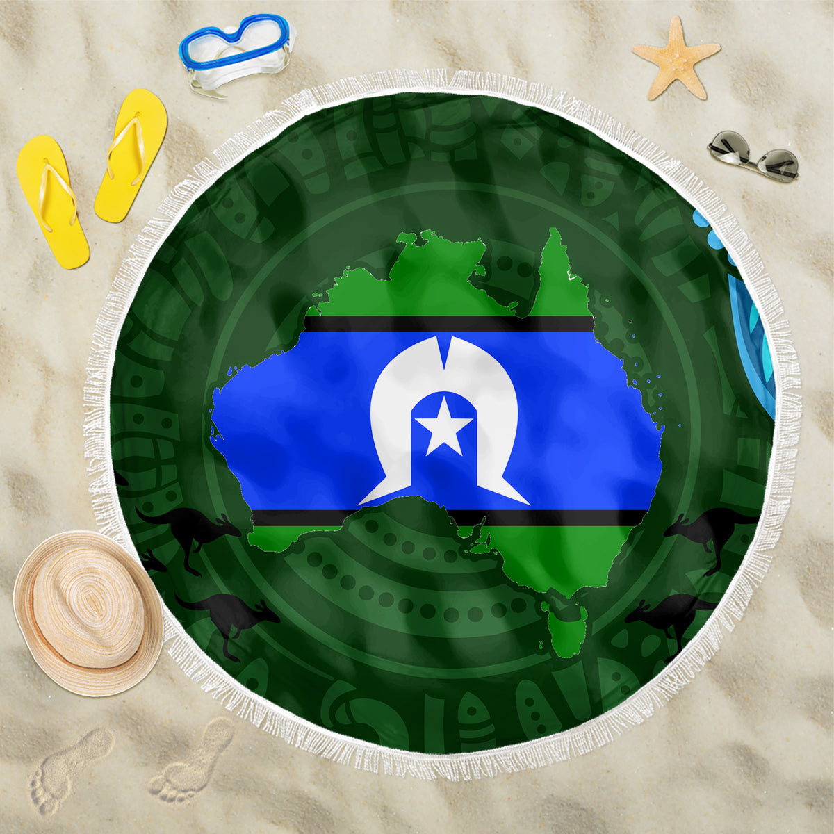 Torest Trait Islands Mix Aboriginal Pattern Beach Blanket