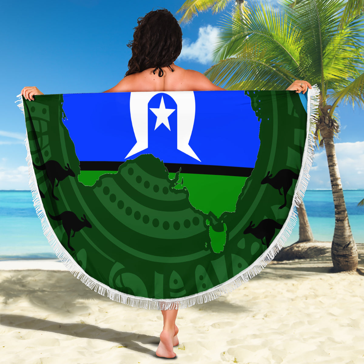 Torest Trait Islands Mix Aboriginal Pattern Beach Blanket