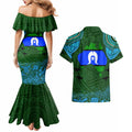 Torest Trait Islands Mix Aboriginal Pattern Couples Matching Mermaid Dress and Hawaiian Shirt