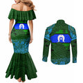 Torest Trait Islands Mix Aboriginal Pattern Couples Matching Mermaid Dress and Long Sleeve Button Shirt