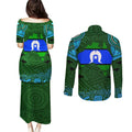 Torest Trait Islands Mix Aboriginal Pattern Couples Matching Puletasi and Long Sleeve Button Shirt