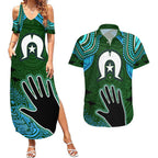 Torest Trait Islands Mix Aboriginal Pattern Couples Matching Summer Maxi Dress and Hawaiian Shirt
