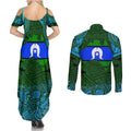Torest Trait Islands Mix Aboriginal Pattern Couples Matching Summer Maxi Dress and Long Sleeve Button Shirt