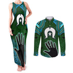 Torest Trait Islands Mix Aboriginal Pattern Couples Matching Tank Maxi Dress and Long Sleeve Button Shirt