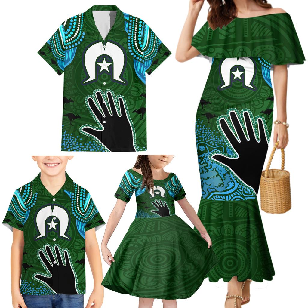 Torest Trait Islands Mix Aboriginal Pattern Family Matching Mermaid Dress and Hawaiian Shirt