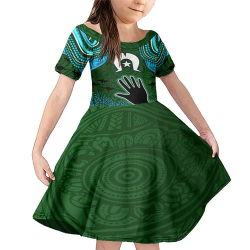 Torest Trait Islands Mix Aboriginal Pattern Family Matching Mermaid Dress and Hawaiian Shirt