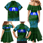 Torest Trait Islands Mix Aboriginal Pattern Family Matching Mermaid Dress and Hawaiian Shirt