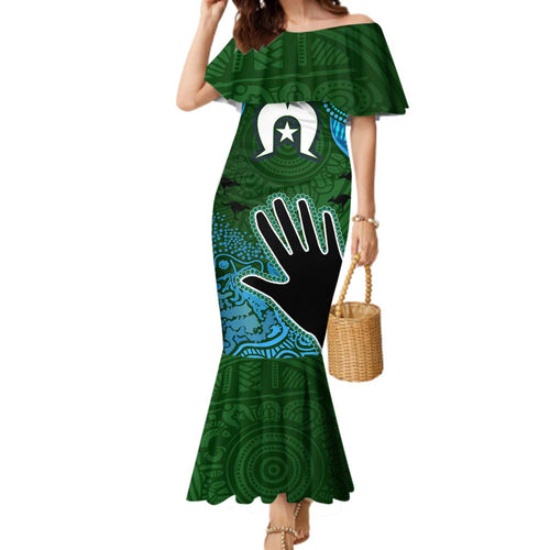 Torest Trait Islands Mix Aboriginal Pattern Family Matching Mermaid Dress and Hawaiian Shirt