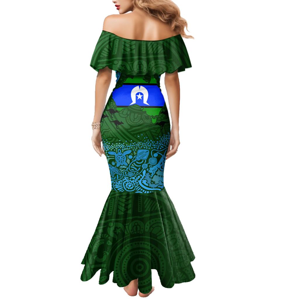 Torest Trait Islands Mix Aboriginal Pattern Family Matching Mermaid Dress and Hawaiian Shirt