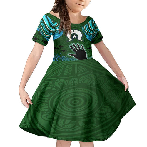 Torest Trait Islands Mix Aboriginal Pattern Family Matching Off Shoulder Long Sleeve Dress and Hawaiian Shirt