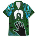 Torest Trait Islands Mix Aboriginal Pattern Family Matching Off Shoulder Long Sleeve Dress and Hawaiian Shirt