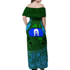Torest Trait Islands Mix Aboriginal Pattern Family Matching Off Shoulder Maxi Dress and Hawaiian Shirt
