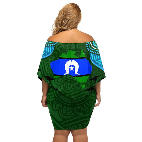 Torest Trait Islands Mix Aboriginal Pattern Family Matching Off Shoulder Short Dress and Hawaiian Shirt