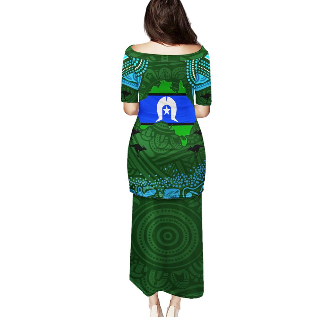 Torest Trait Islands Mix Aboriginal Pattern Family Matching Puletasi and Hawaiian Shirt