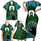 Torest Trait Islands Mix Aboriginal Pattern Family Matching Short Sleeve Bodycon Dress and Hawaiian Shirt