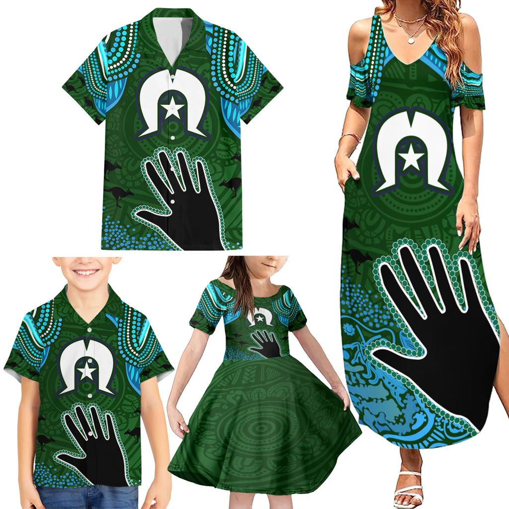 Torest Trait Islands Mix Aboriginal Pattern Family Matching Summer Maxi Dress and Hawaiian Shirt