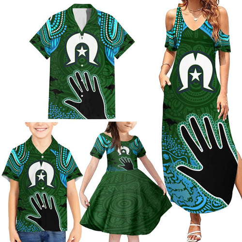 Torest Trait Islands Mix Aboriginal Pattern Family Matching Summer Maxi Dress and Hawaiian Shirt